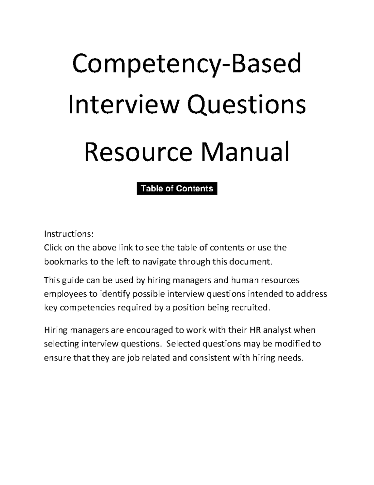 Competency Based Interview Questions - Competency-Based Interview ...