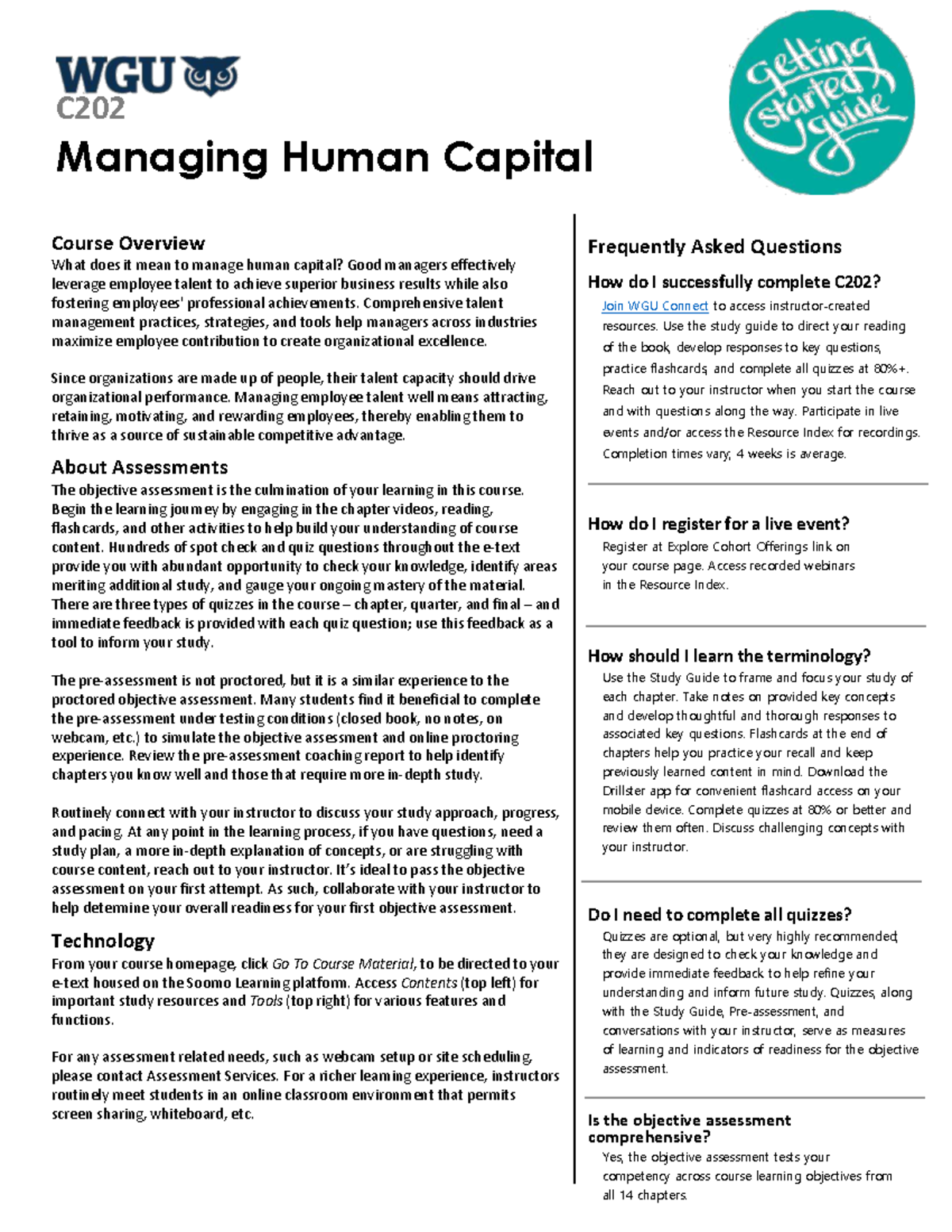 C202 Managing Human Capital: Getting Started Guide v6 - Studocu