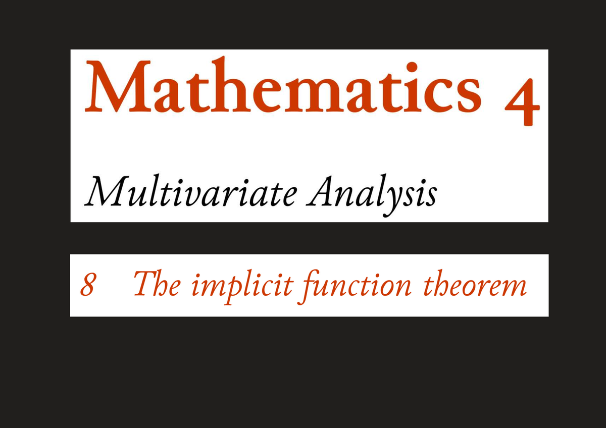 M4 Lecture 8: Implicit Theorem & Level Sets Overview - Studeersnel