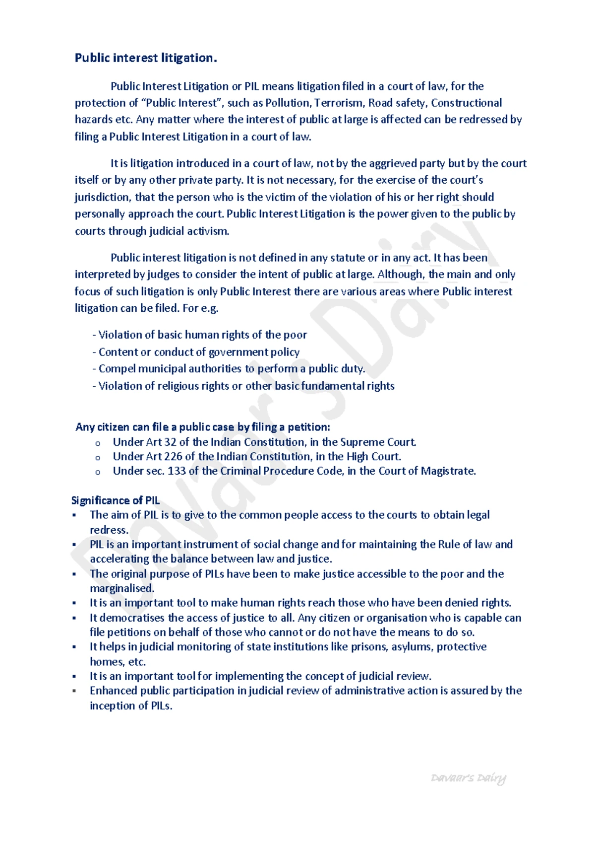 Public-interest-litigation - Public Interest Litigation - Studocu