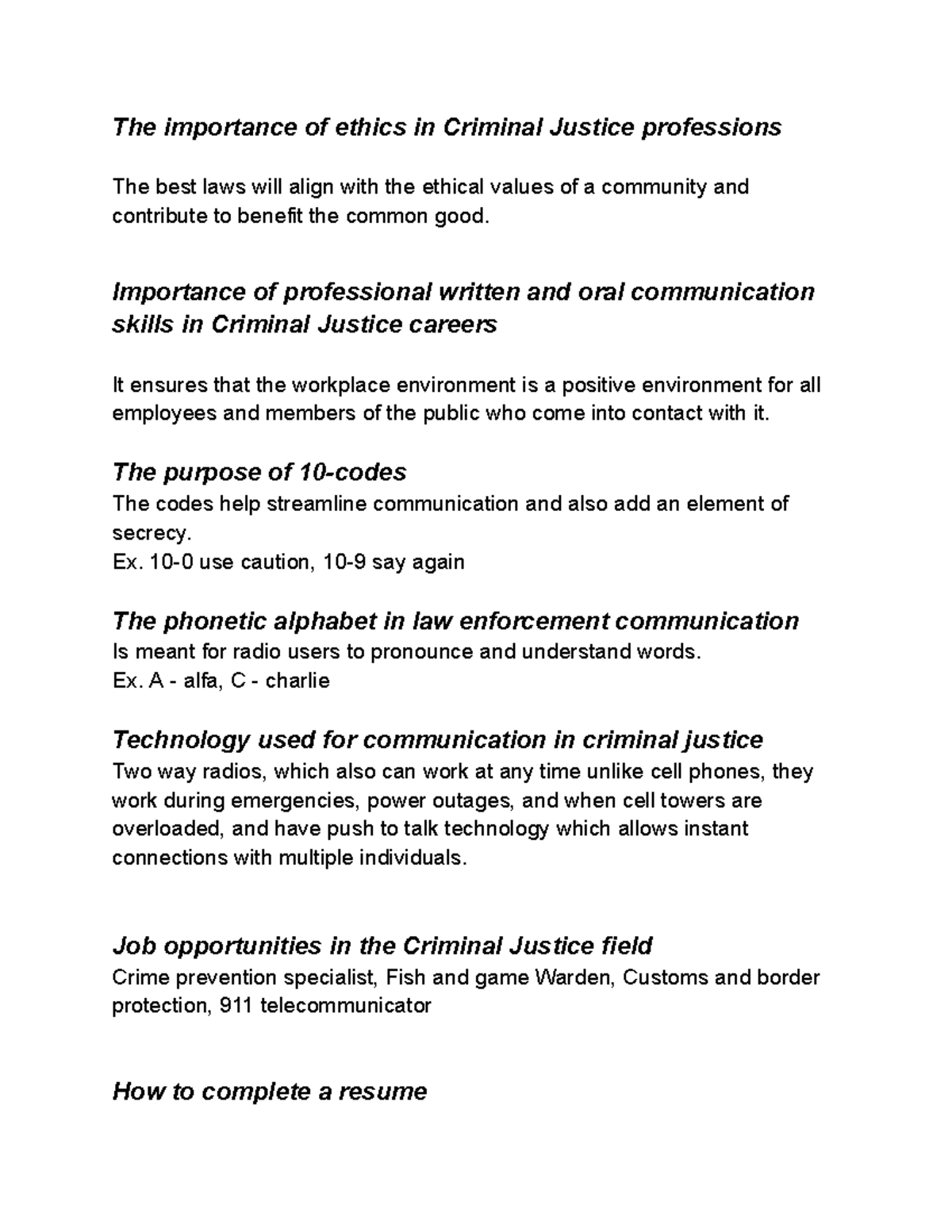 06.04 Employability Skills in Criminal Justice: Ethics & Communication ...