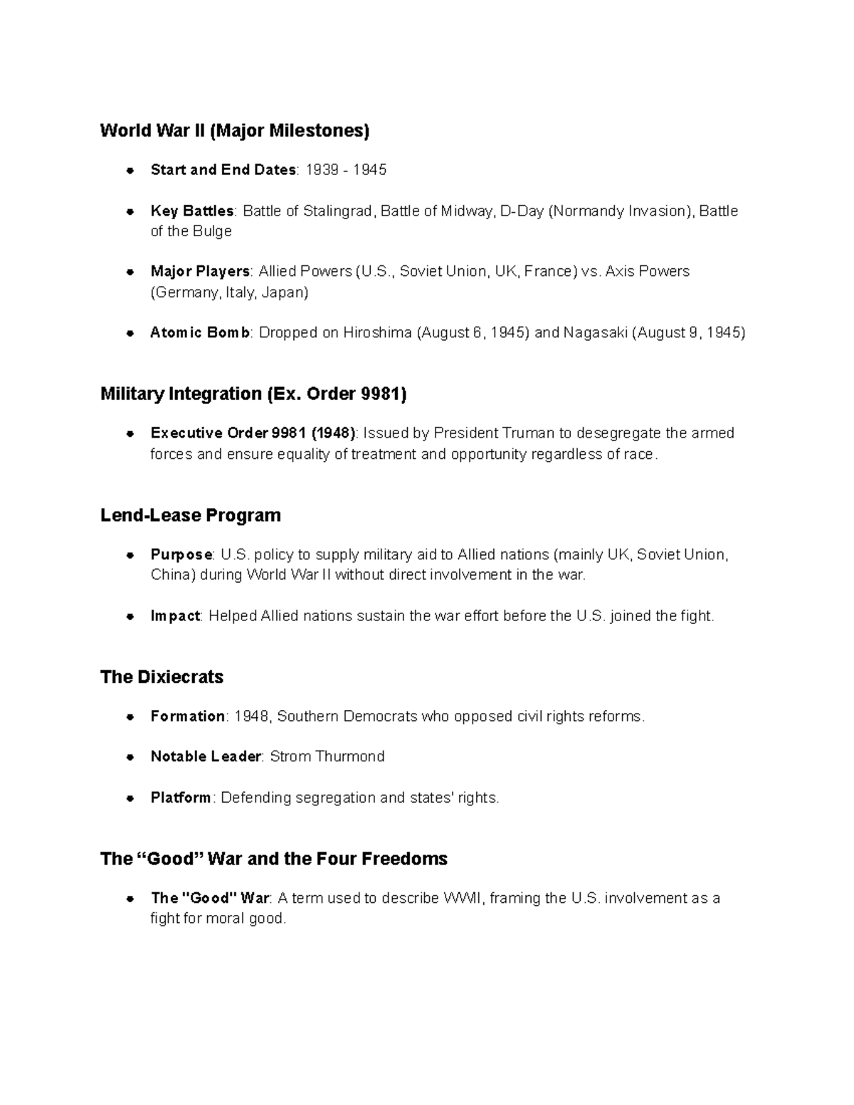 Hist 101 Final Exam: Major Events in Civil Rights & Cold War Overview ...