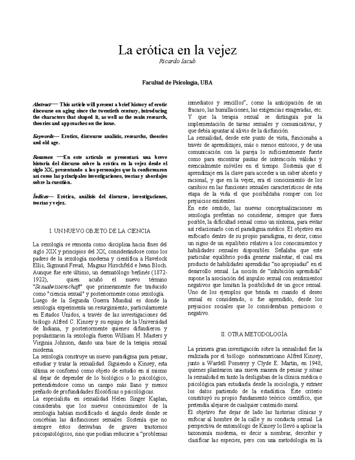 Erótica y Vejez: Un Análisis Crítico de la Sexualidad en la Tercera ...