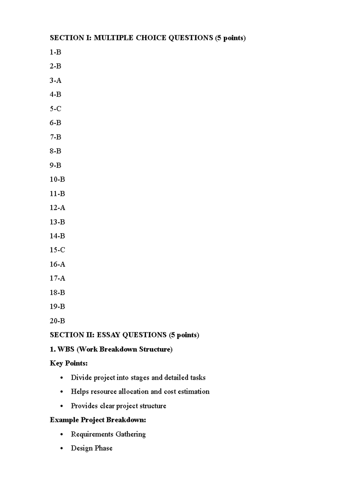 CMU 432 UIS Final Exercise: Key Concepts in Project Management - Studocu