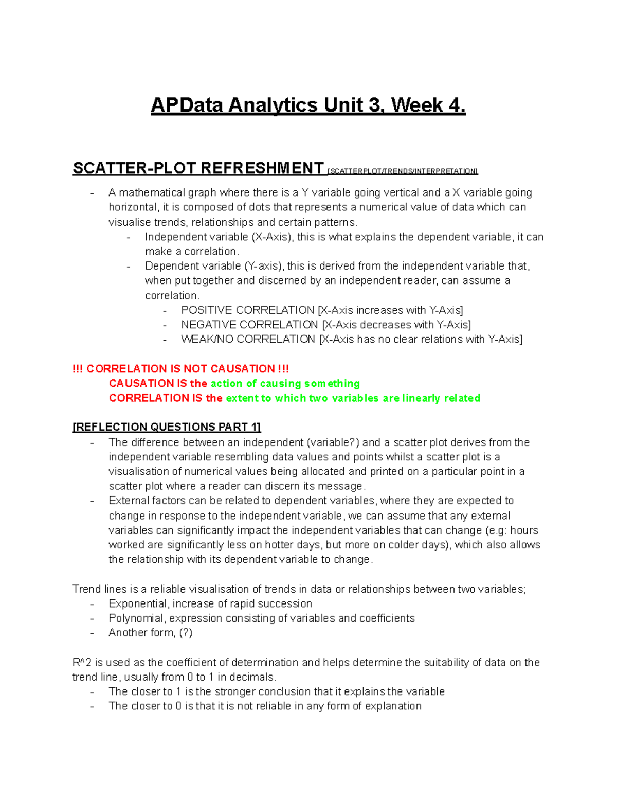 APData Analytics Unit 3: Week 4 Notes on Correlation & Data Trends ...