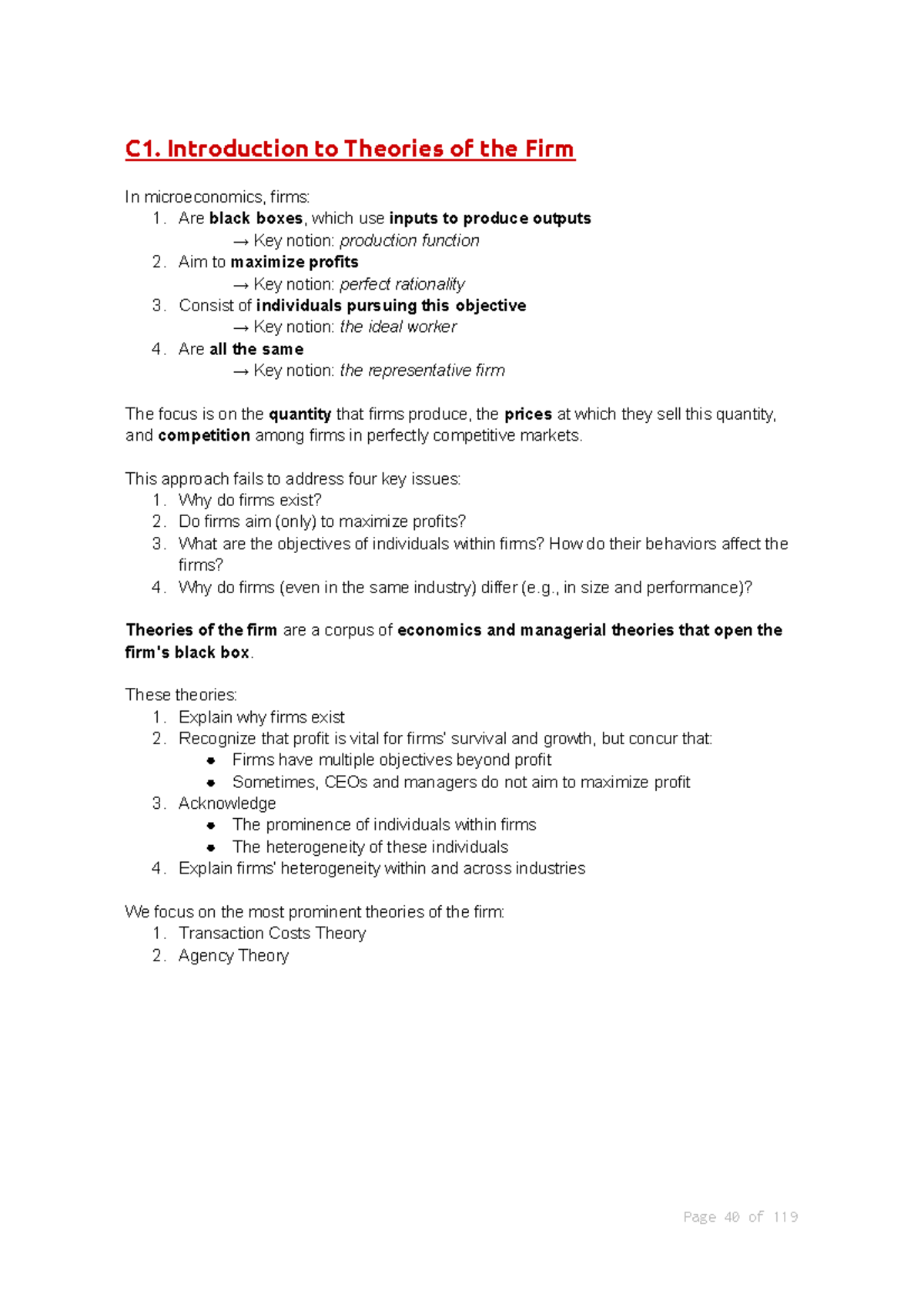 BIE Module C: Theories of the Firm and Transaction Costs Analysis - Studocu
