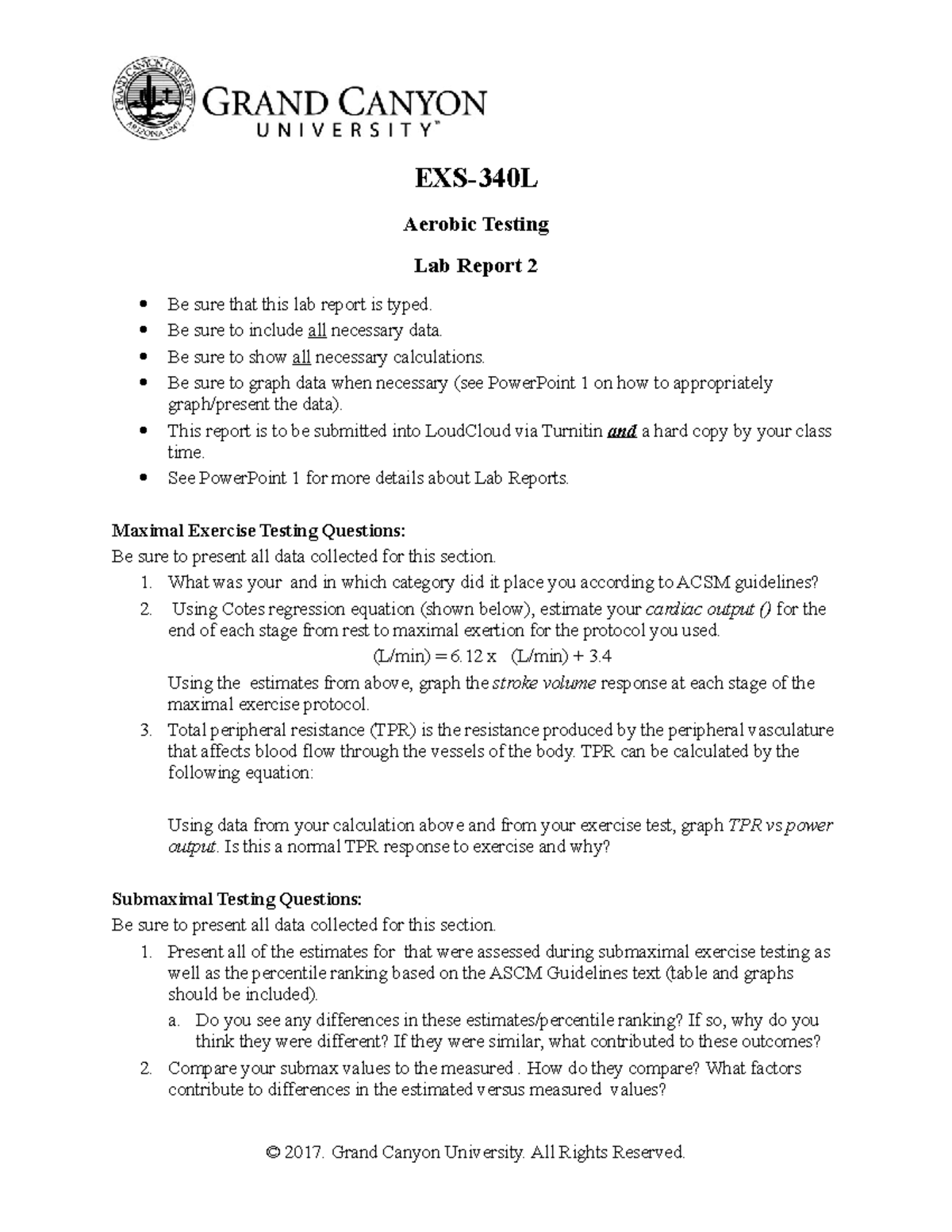 EXS-340L: Comprehensive Lab Report 2 on Aerobic & Anaerobic Testing ...