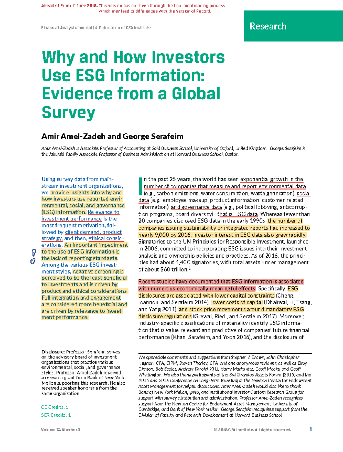 Why and How Investors Utilize ESG Information: Evidence from 2018 ...
