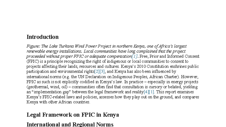 Legal Framework and Community Consent in Kenya: An FPIC Analysis - Studocu