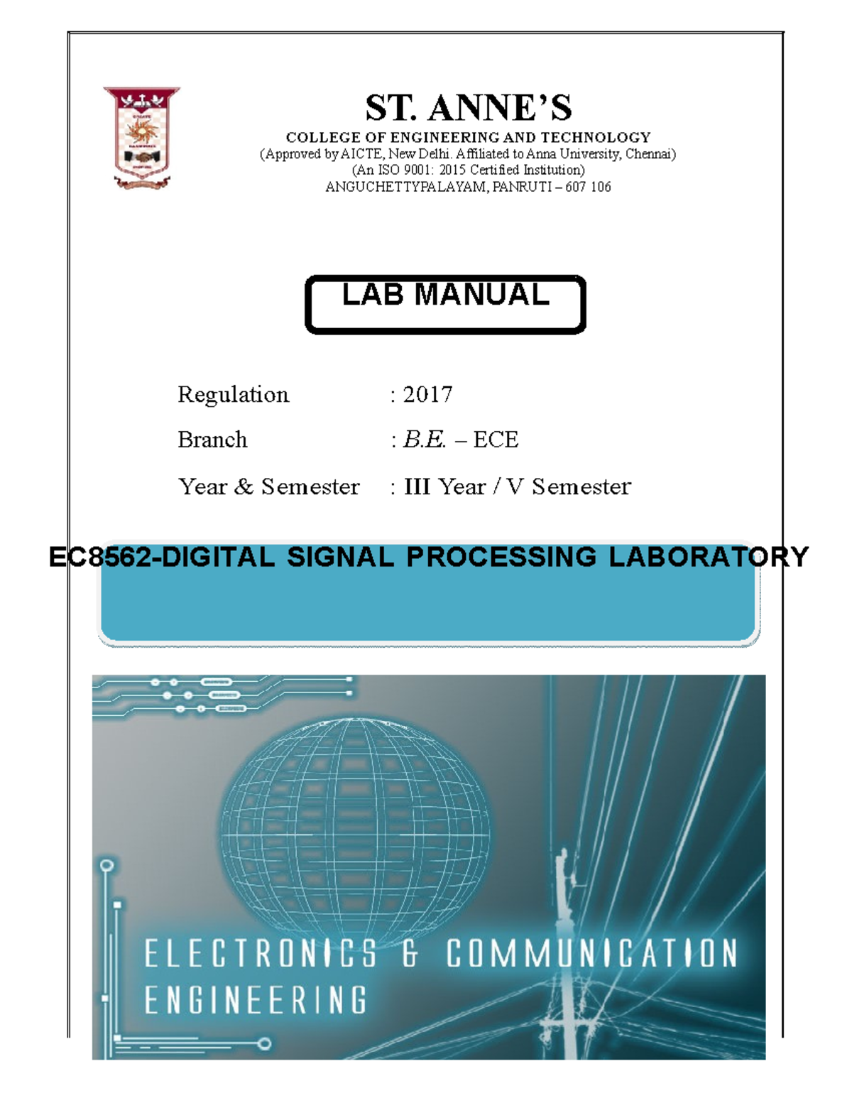 EC8562- Digital Signal Processing Laboratory-1953309632-EC8562- Digital ...