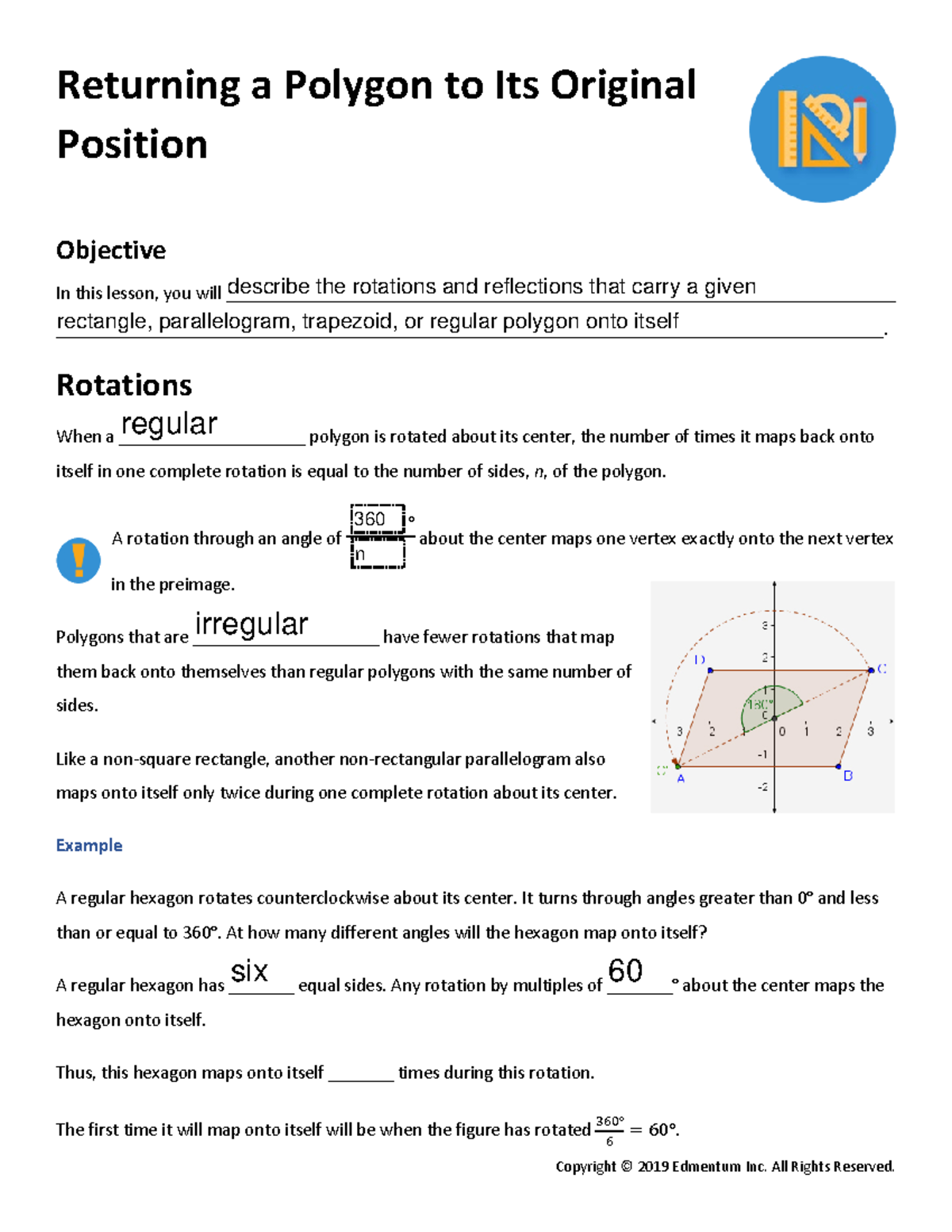 MATH 101: Polygon Symmetry Cheat Sheet for Rotations & Reflections ...