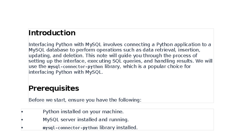 Python & MySQL Interface Notes: Connecting, Querying, & Handling Errors ...