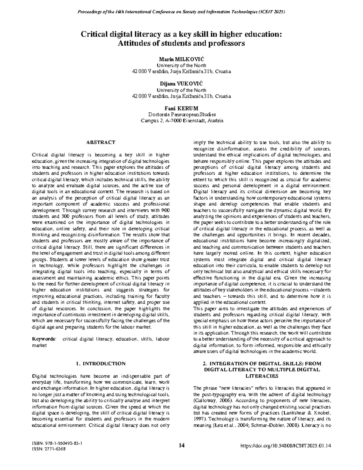 Digital Literacy: A Framework for Survival Skills in the Digital Era ...
