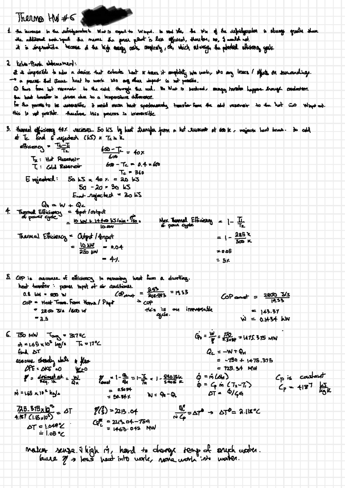 Thermo HW6 - Tutorial on Heat Transfer and Efficiency Concepts - Studocu
