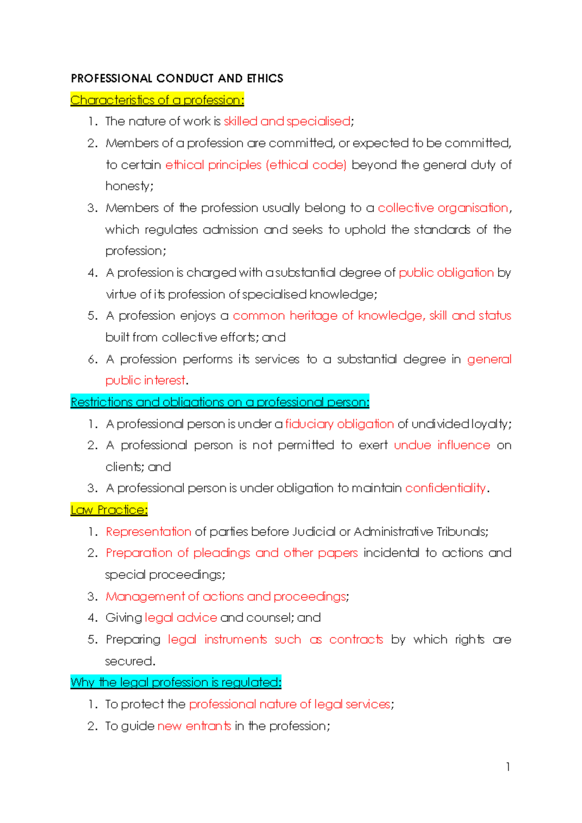 Ethics Revision Notes for Law Practice: Key Principles and Duties - Studocu