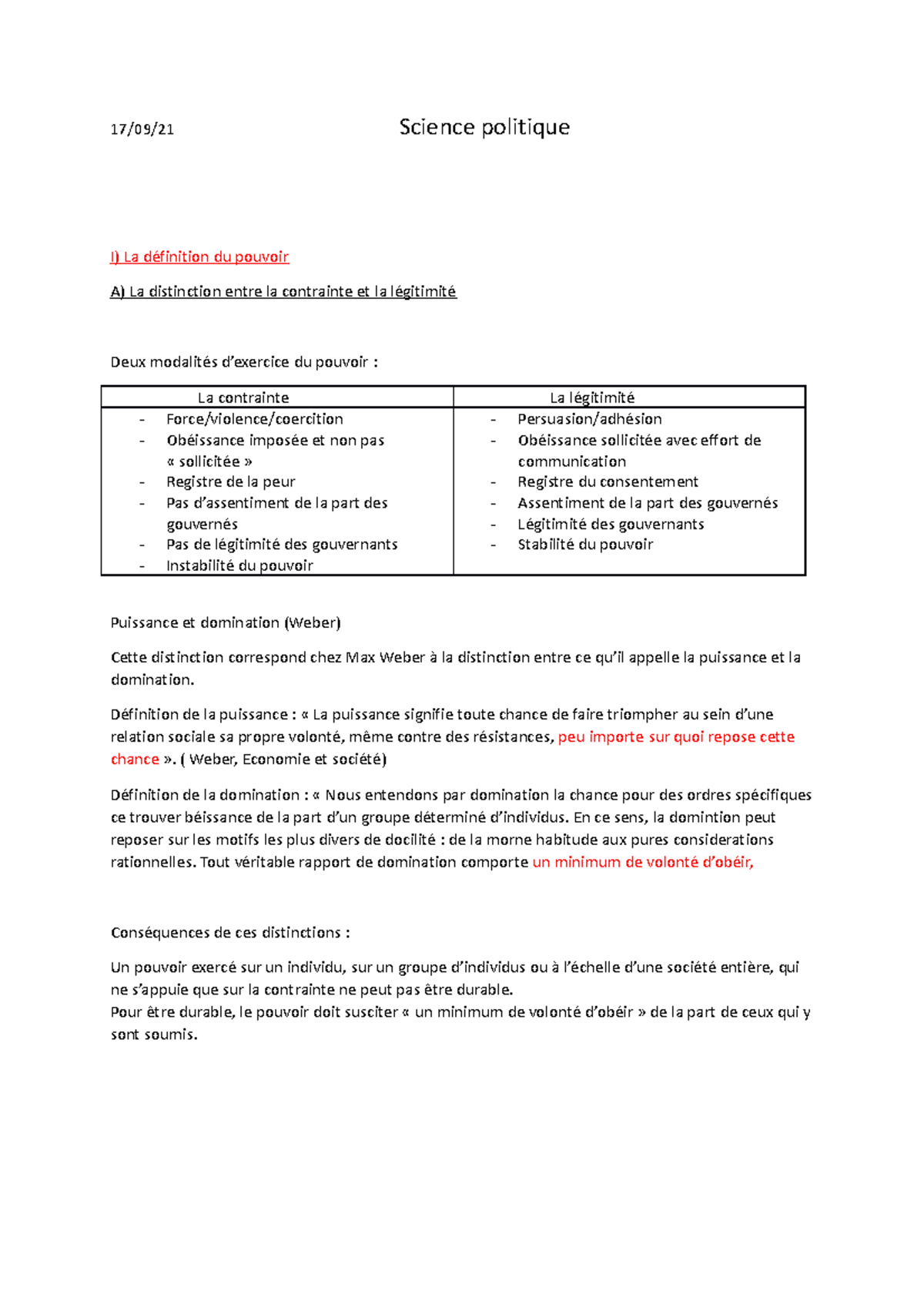 Notes de Cours en Science Politique : Concepts et Théories (SP101 ...