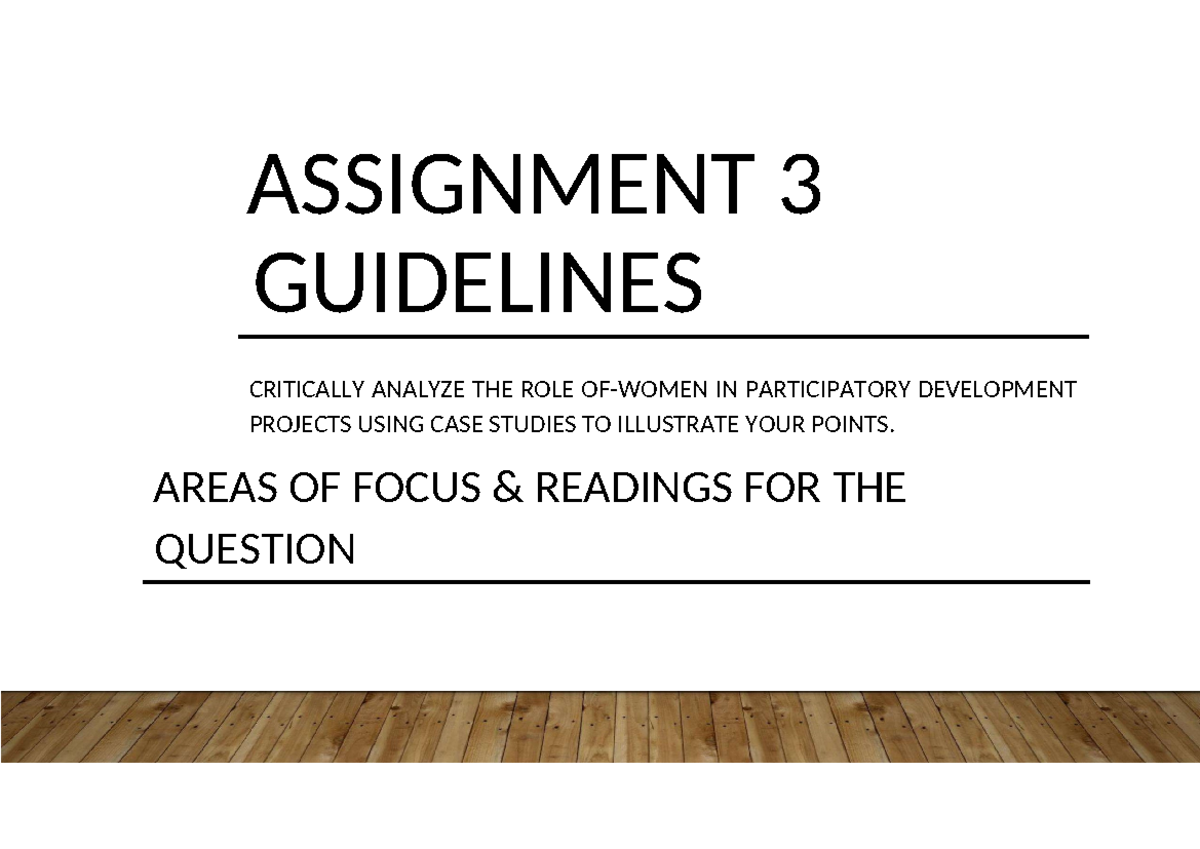 Dva notes - study materials - ASSIGNMENT 3 GUIDELINES CRITICALLY ...