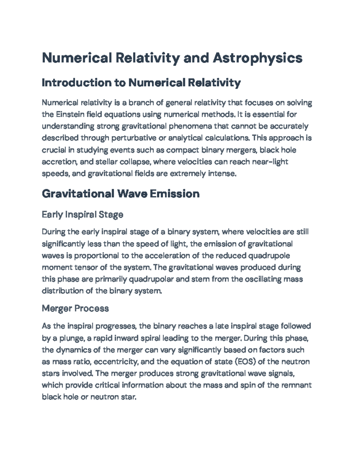 Numerical Relativity in Astrophysics: Gravitational Waves & Black Holes ...