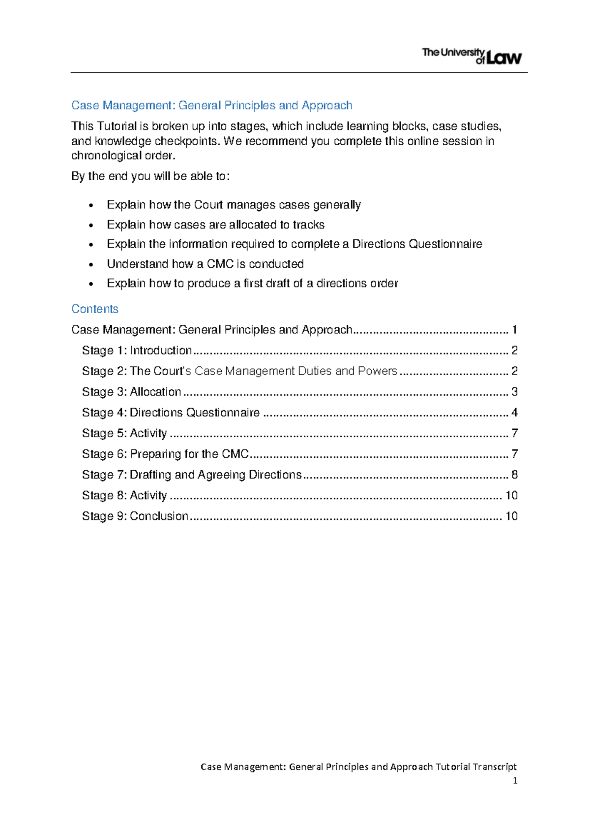 Case Management General Principles and Approach Transcript - Case ...