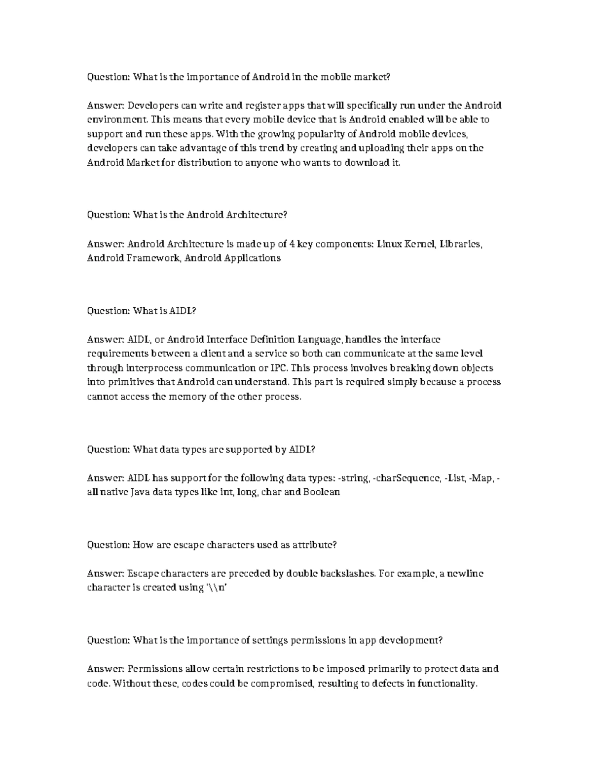 Android Project Essentials & Key Components Overview - Studocu