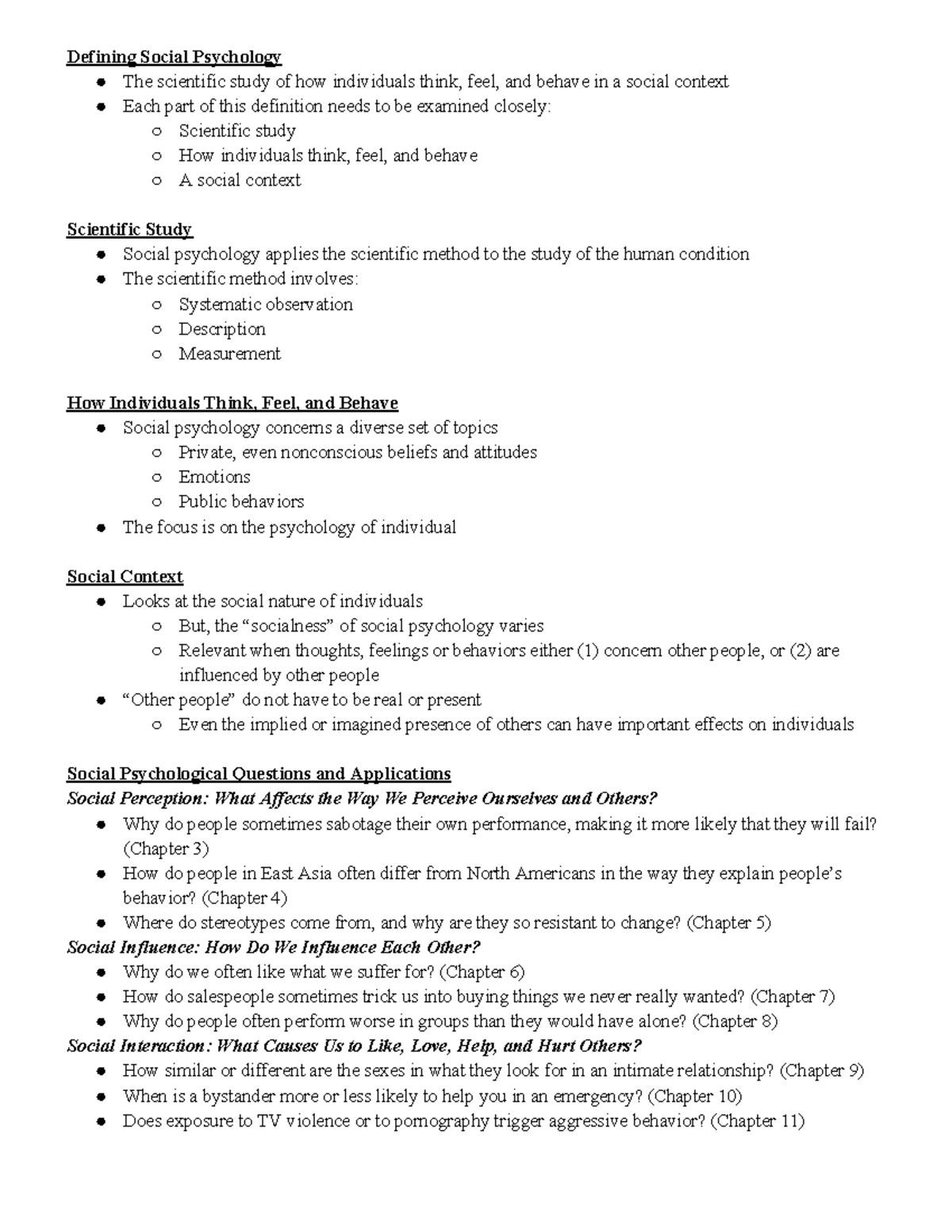 PSYC432 Chapter 1 - Understanding Social Psychology and Its Impact ...