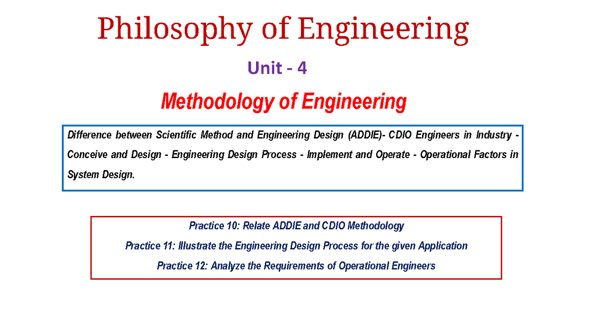 POE Unit 4: Engineering Methodology & Design Process Insights - Studocu