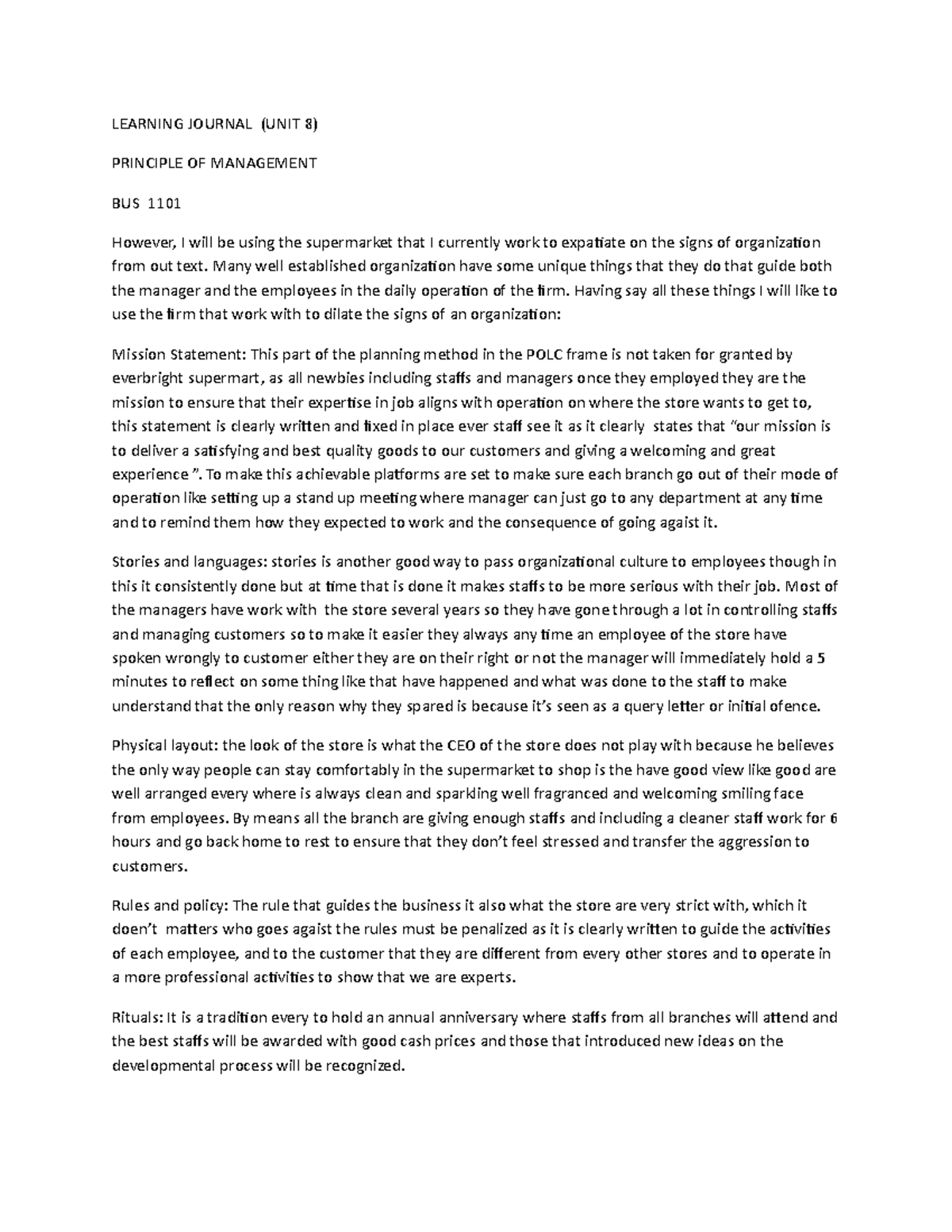Learning Journal unit 8 bus 1101 - LEARNING JOURNAL (UNIT 8) PRINCIPLE ...