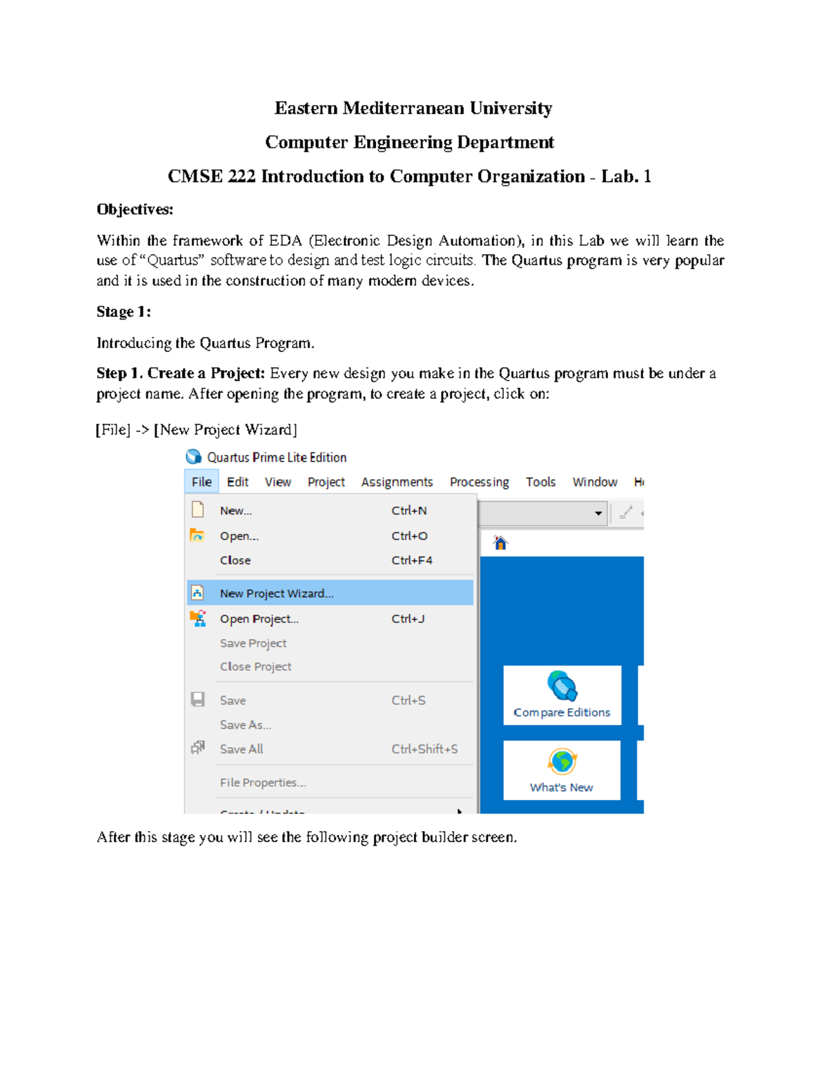 Lab 1 - LAB HOMEWORK - Eastern Mediterranean University Computer ...