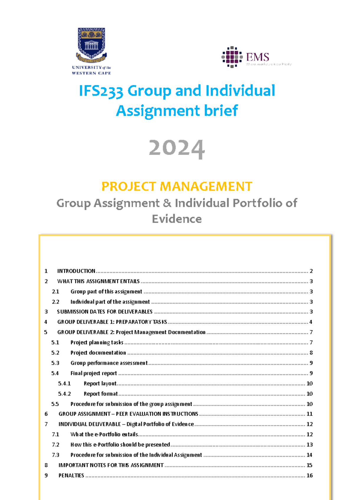 IFS233 Group Assignment 2024 - IFS233 Group and Individual PROJECT ...