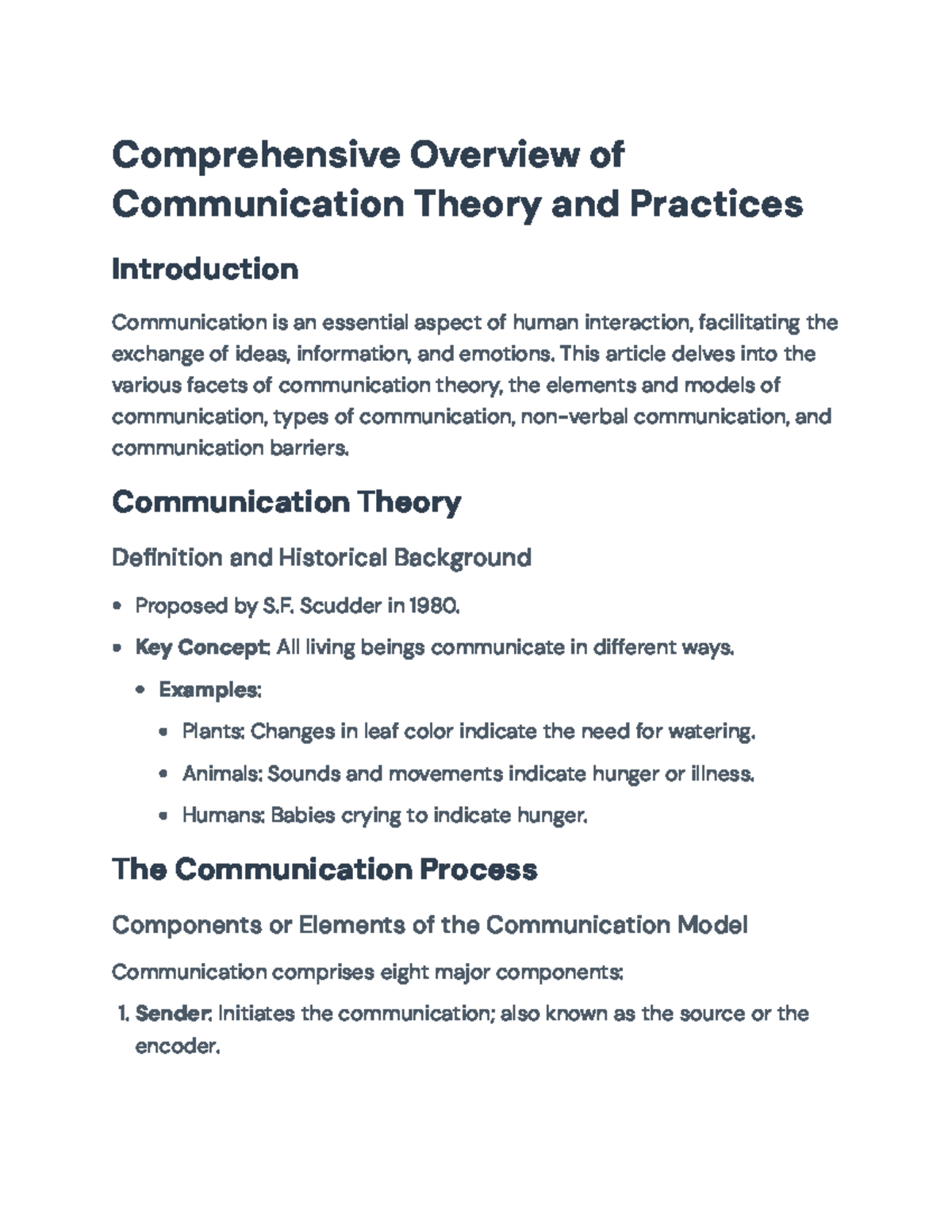 Comprehensive Overview of Communication Theory and Practices ...