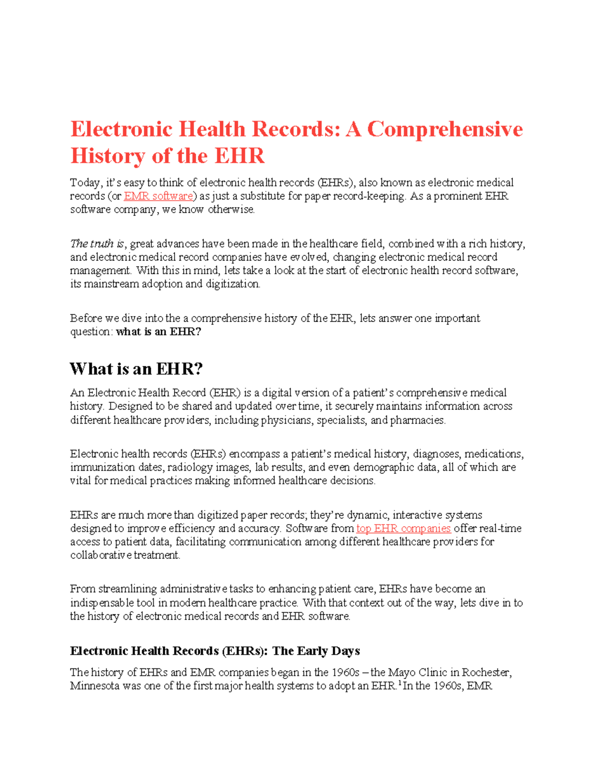 History of Electronic Health Records: Evolution and Impact - Studocu