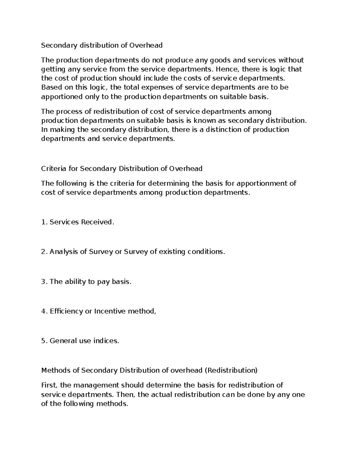 Secondary Distribution of Overheads: Methods and Criteria Explained ...