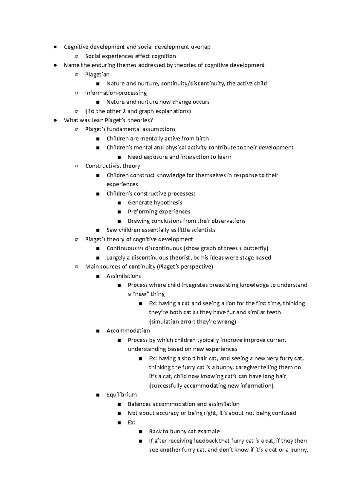Cognitive Development Theories: Insights from Week 3 Notes (PSY 101 ...