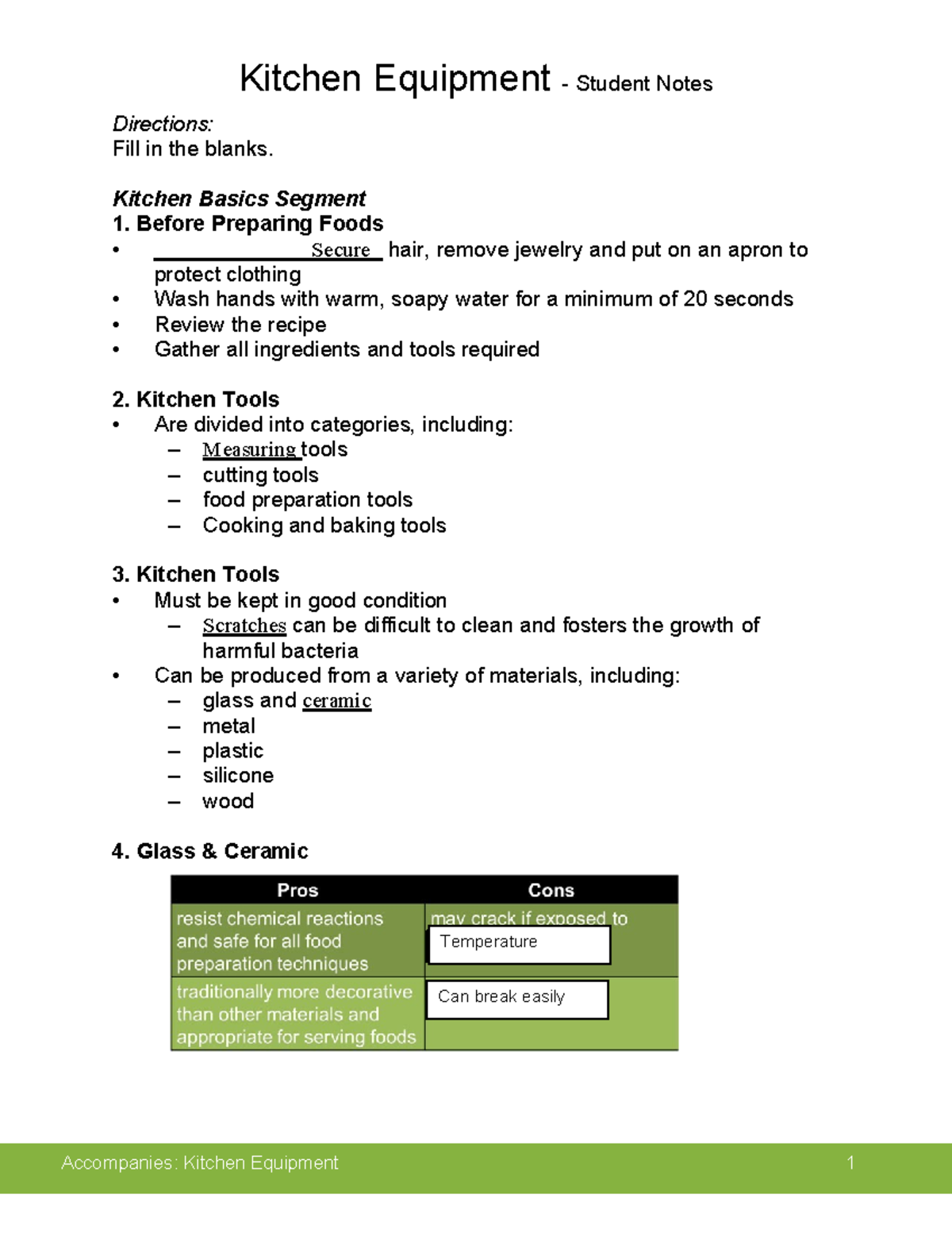 Kitchen Equipment Student Notes: Essential Tools & Techniques - Studocu