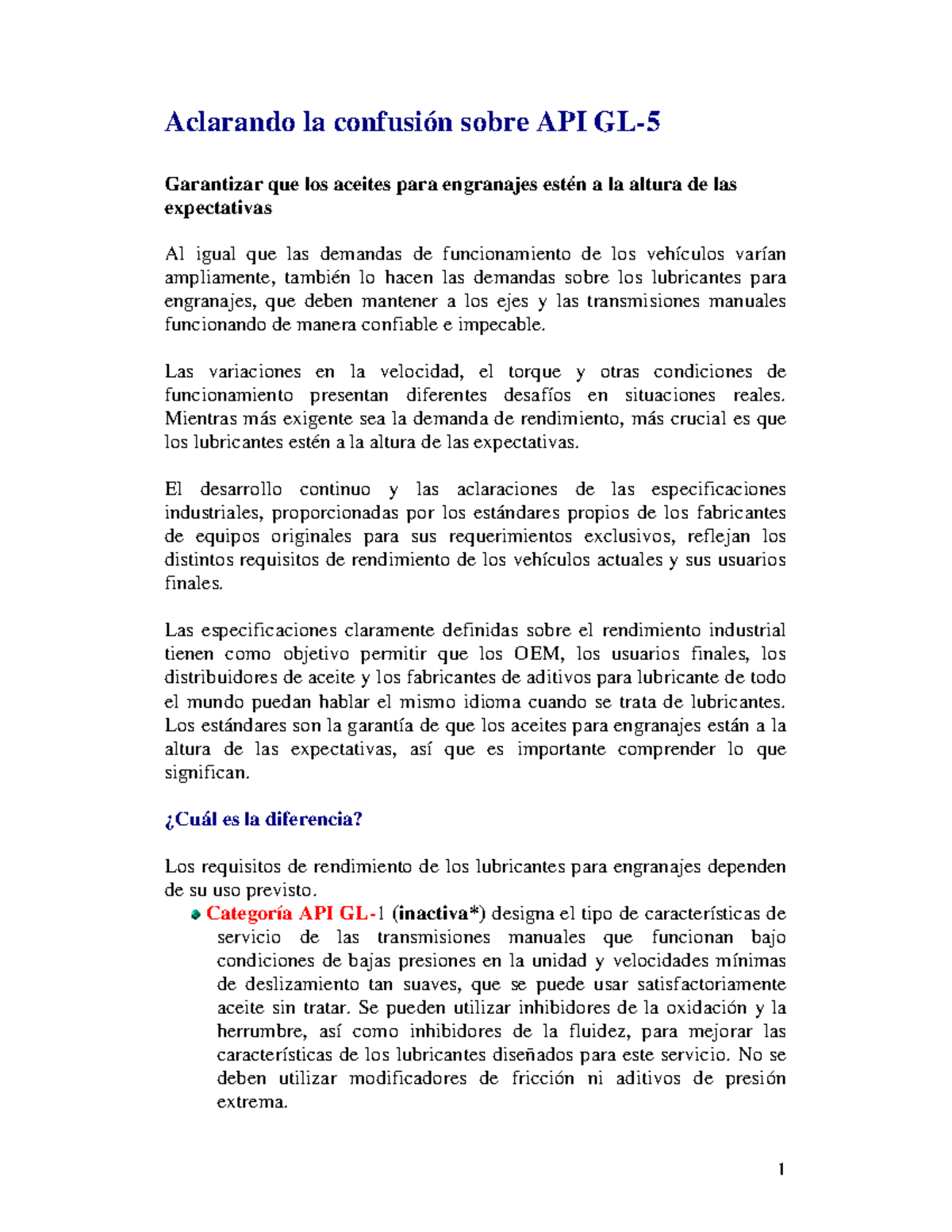 API - Aclarando la confusión sobre API GL-5 - Aclarando la confusión ...