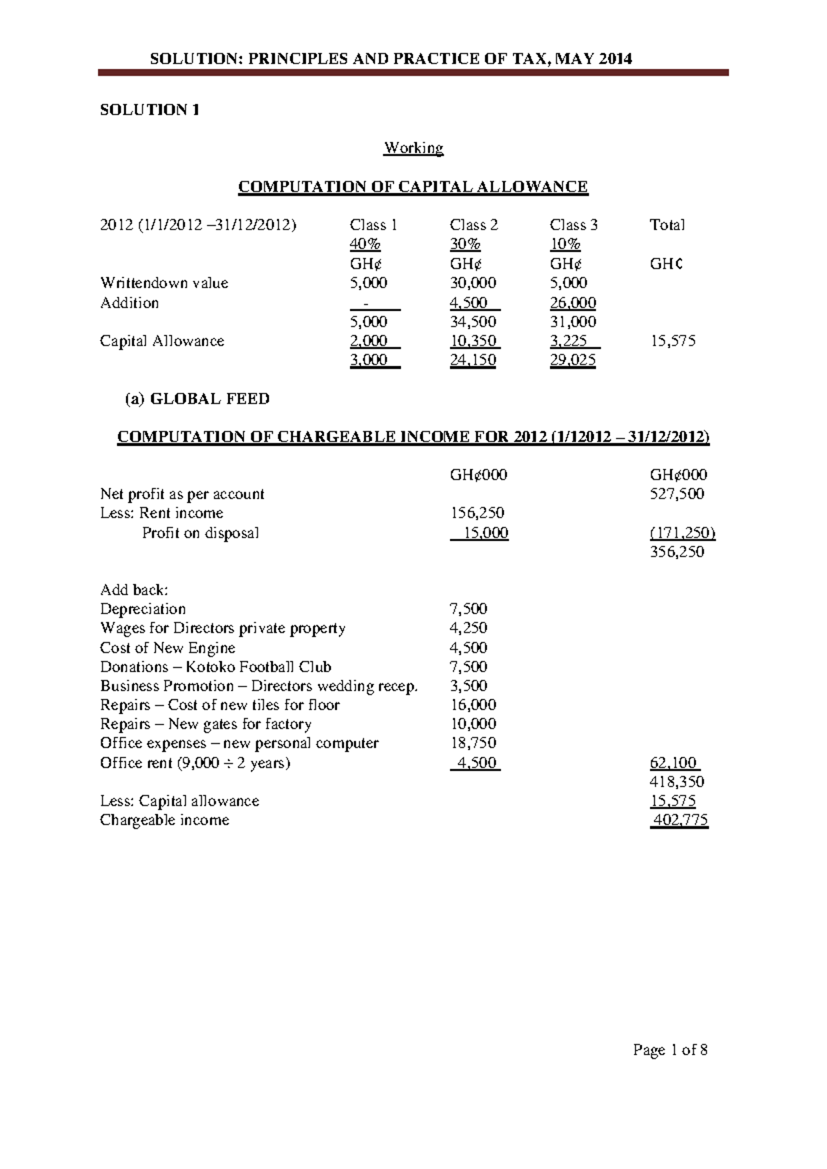 2010 Sample Practice Exam: Computation & Chargeable Income Solutions ...