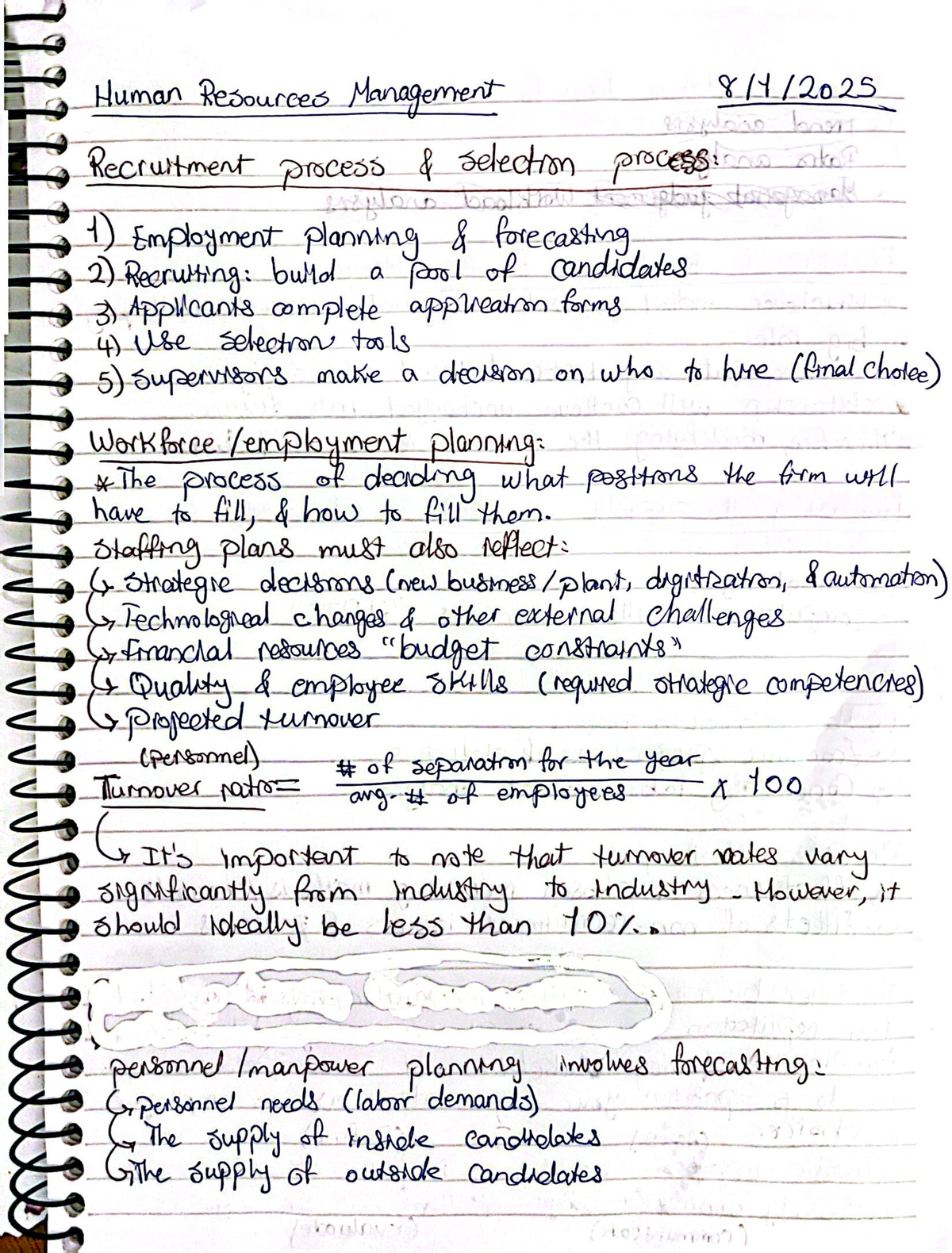 HRM Lecture 3 Notes - hrm - Human Resources Management Recruitment ...