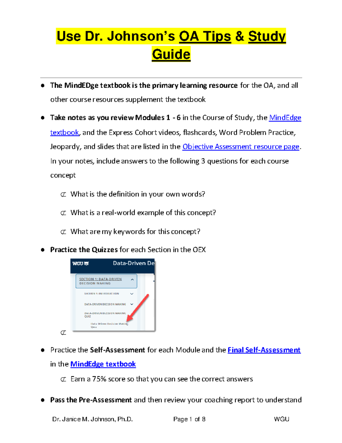 OA Study Tips & Key Strategies - FEB2023 by Prof. Johnson - Studocu