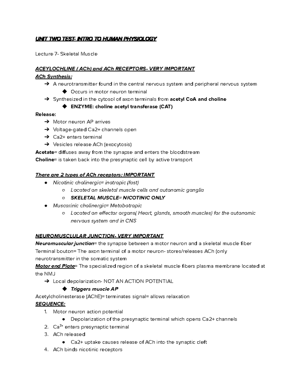 UNIT 2 Exam Review - KNPE 125: Human Physiology and Muscle Function ...