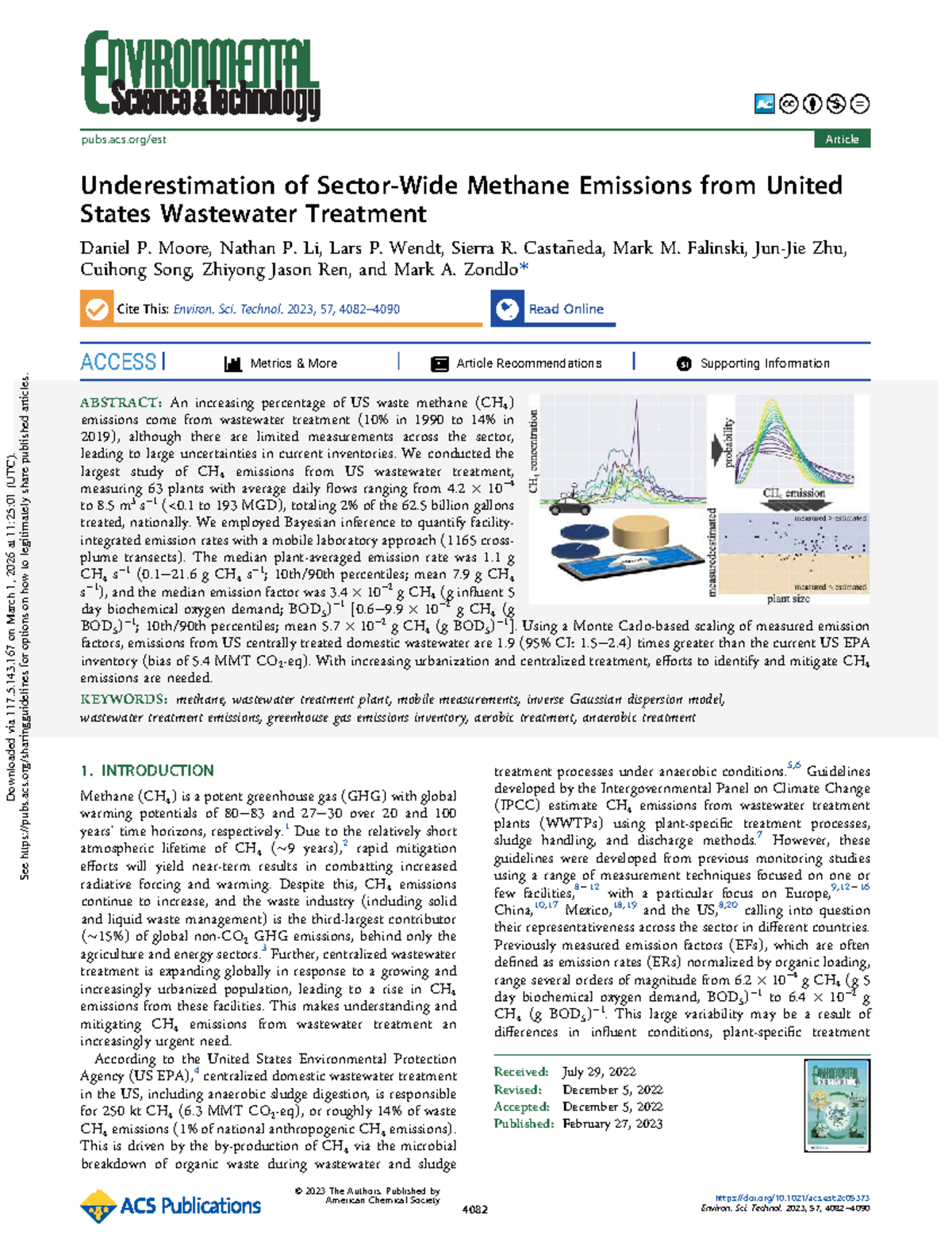 Underestimation of CH4 Emissions from US Wastewater Treatment Plants ...