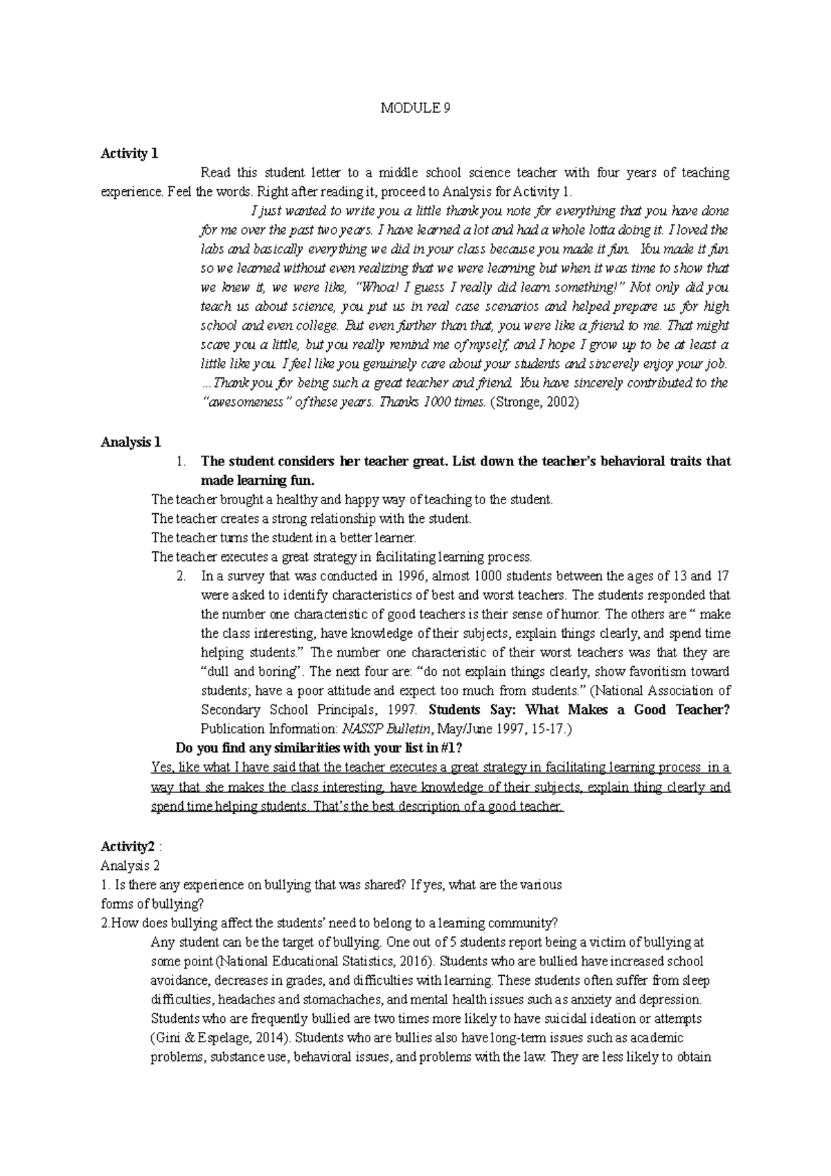 M9-10 Activities, Facilitating Learner - Facilitating Learner Centered ...
