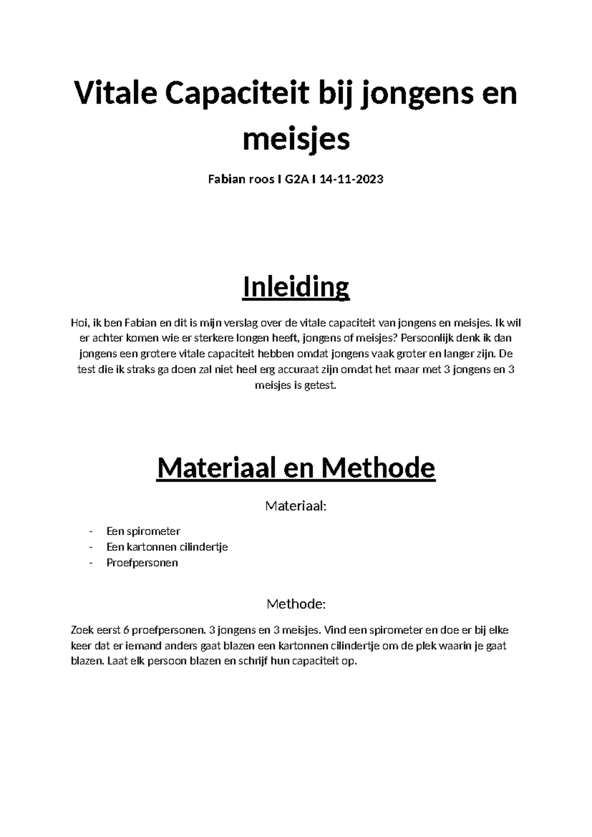 Vitale Capaciteit van Jongens en Meisjes: Onderzoek G2A - Studeersnel