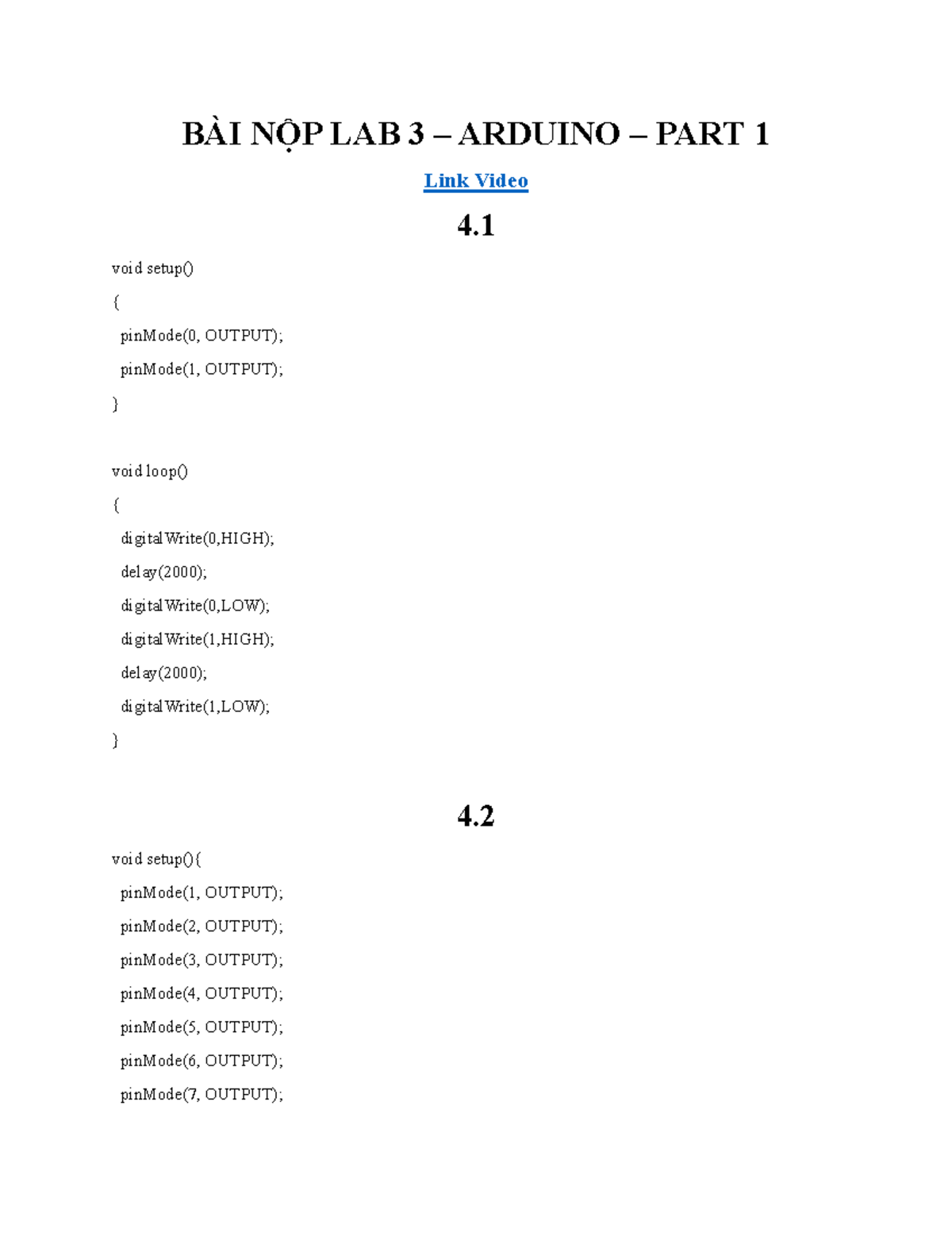 BÀI NỘP LAB 3 – ARDUINO – PHẦN 1 HƯỚNG DẪN VÀ CODE - Studocu