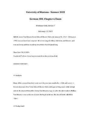 German 182 Chapter 9 Flashcards - University of Montana - Summer 2022 ...