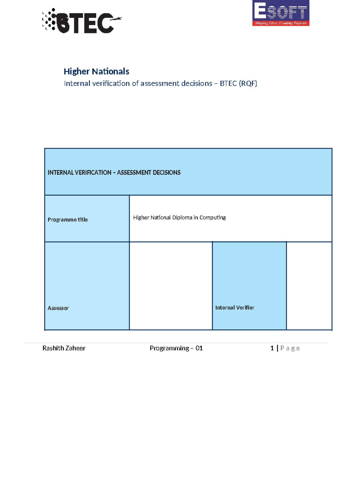 Unit 01: Design & Implement GUI-Based System Feedback - HND Computing ...