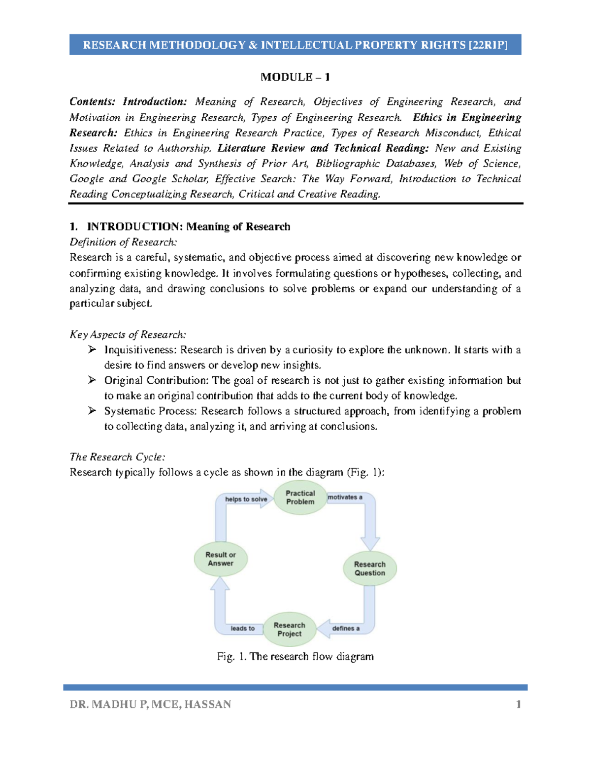 RESEARCH METHODOLOGY & INTELLECTUAL PROPERTY RIGHTS (MODULE 1) - Studocu