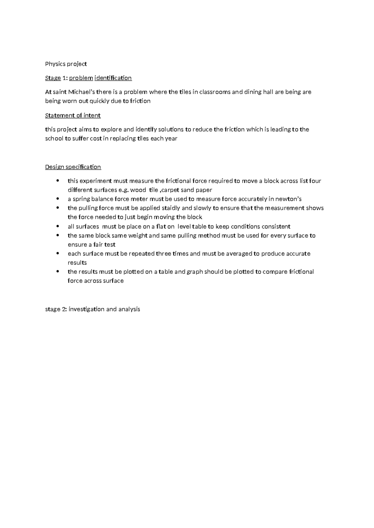 Physics Project HBC 1: Practical Investigation on Frictional Forces ...