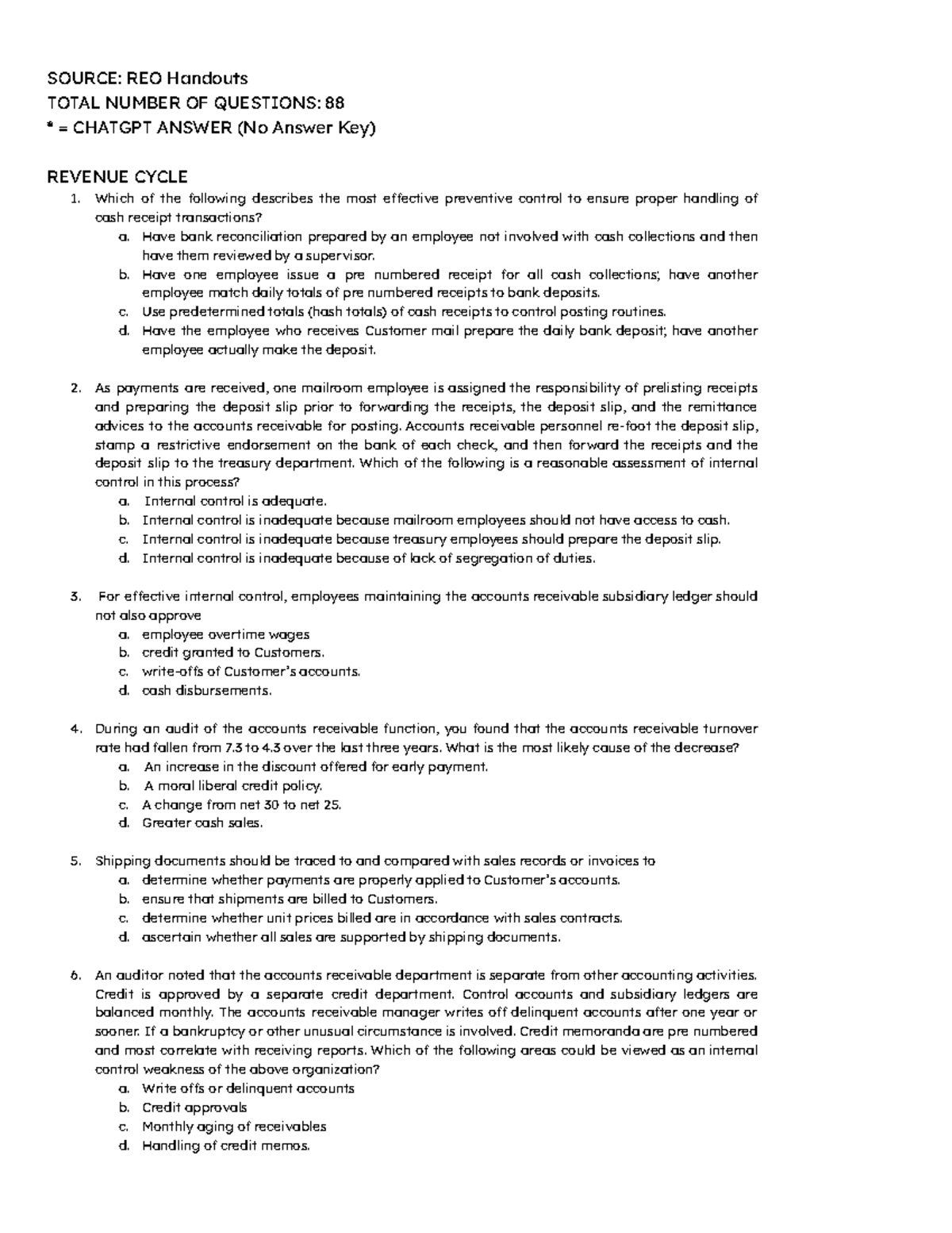 Transaction Cycle: Internal Controls and Audit Procedures (ACCT 301 ...