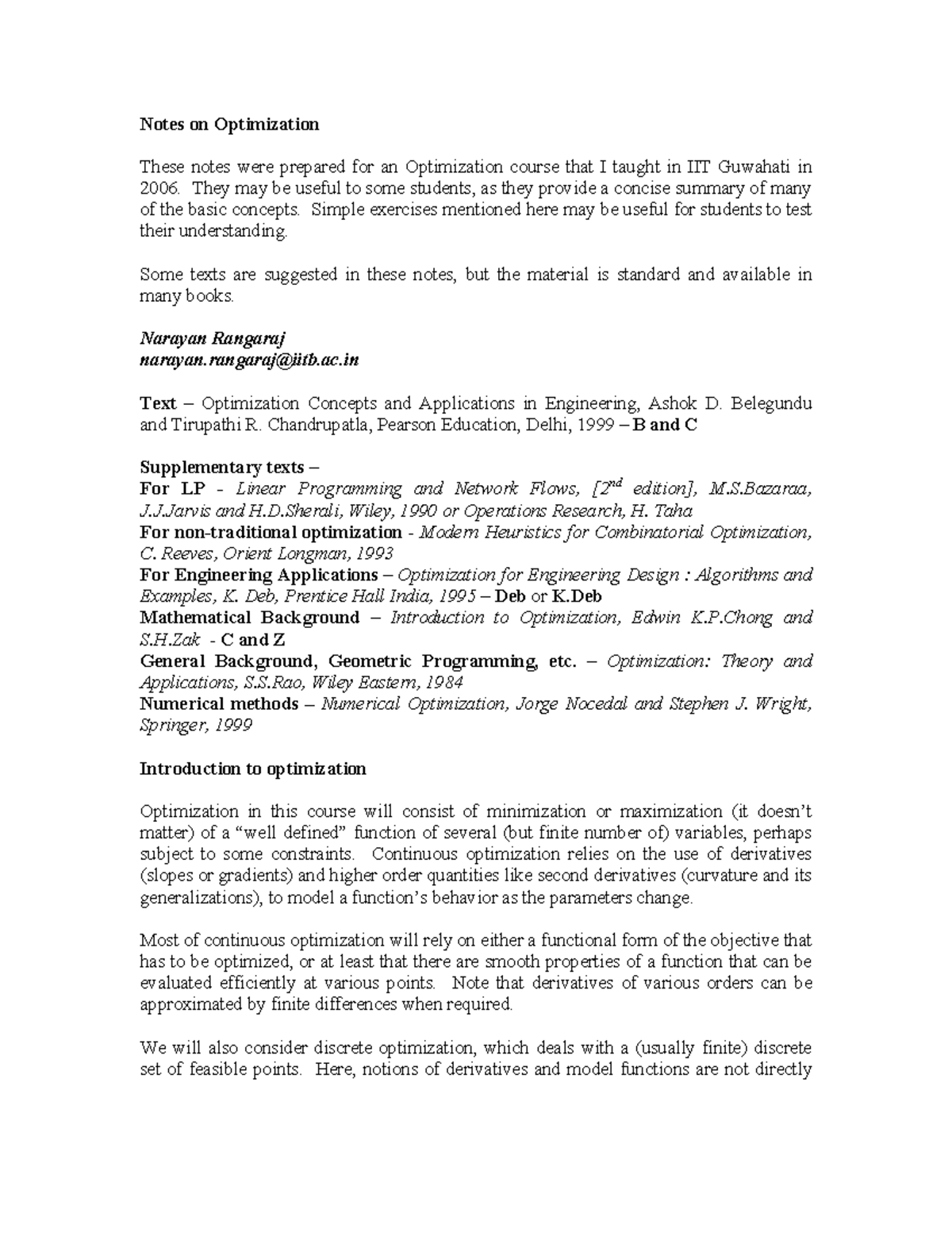 Optimization-notes - notes - Notes on Optimization These notes were ...