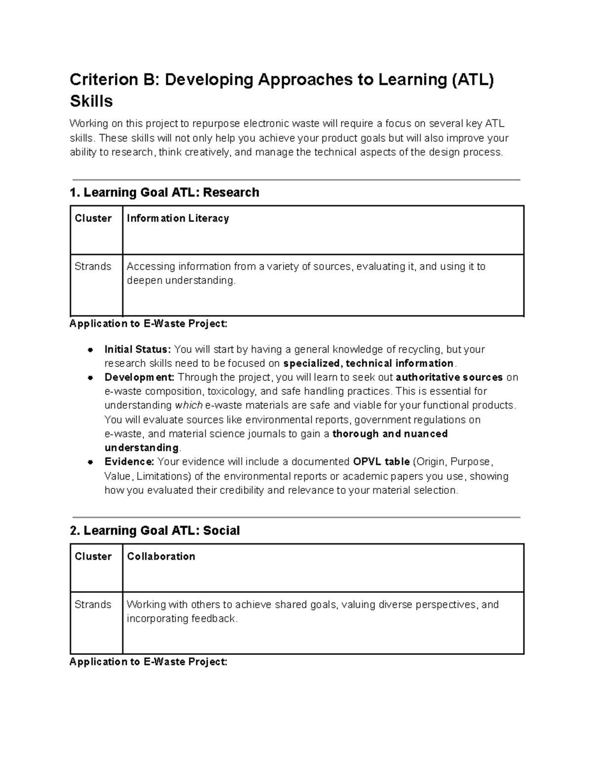 Criterion B: Developing ATL Skills for Physics Project (STEAM Task 3 ...